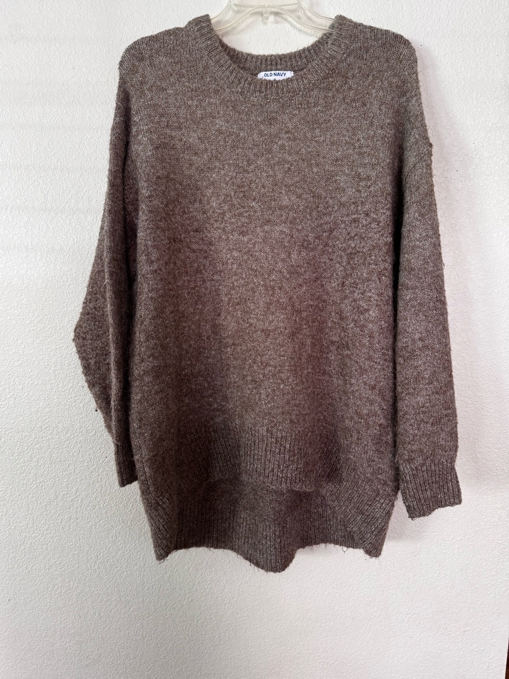 Old Navy Beige Light Brown Sweater Knit Pullover Hi-Low Minimalist Earthy Warm M